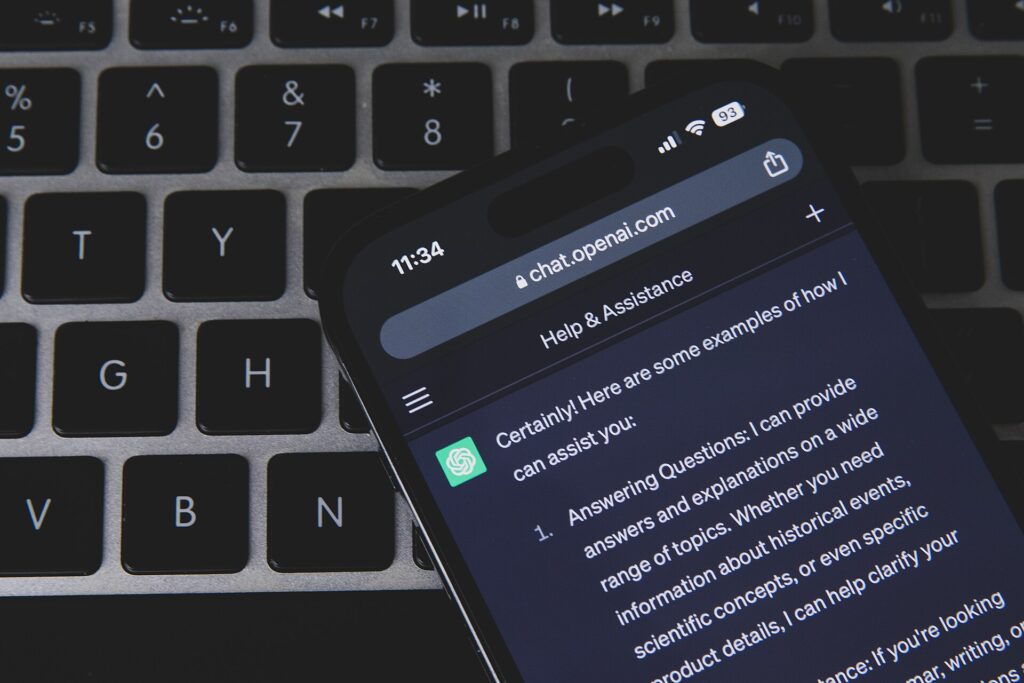 Smartphone with ChatGPT on keyboard