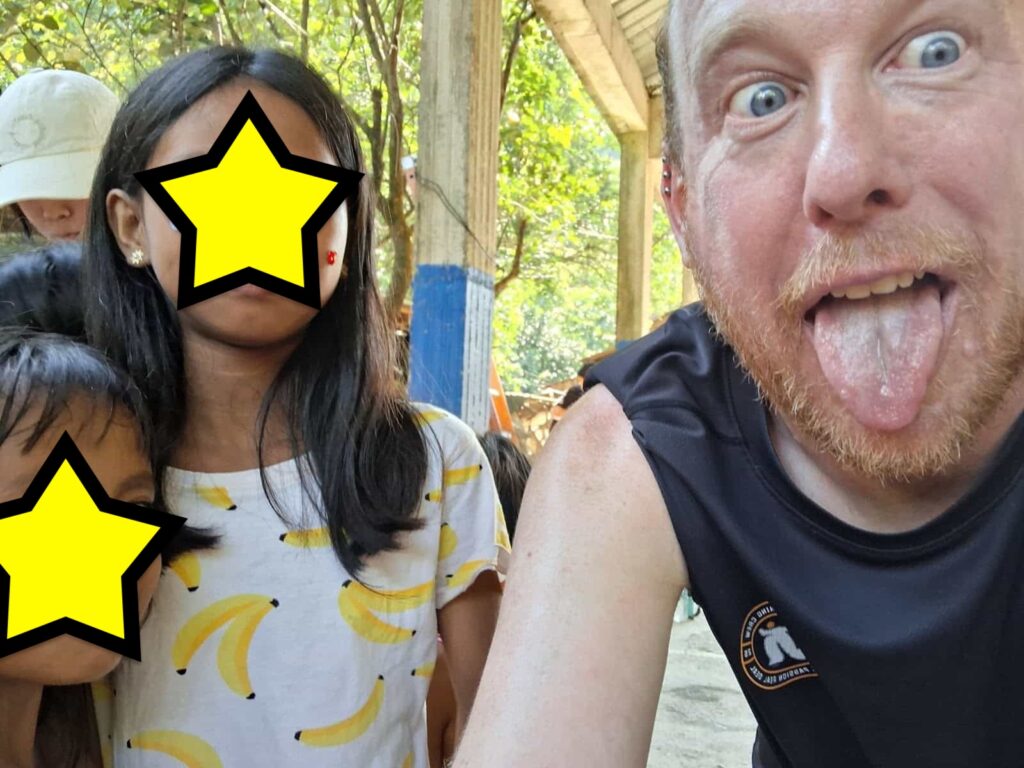 teacher with two children