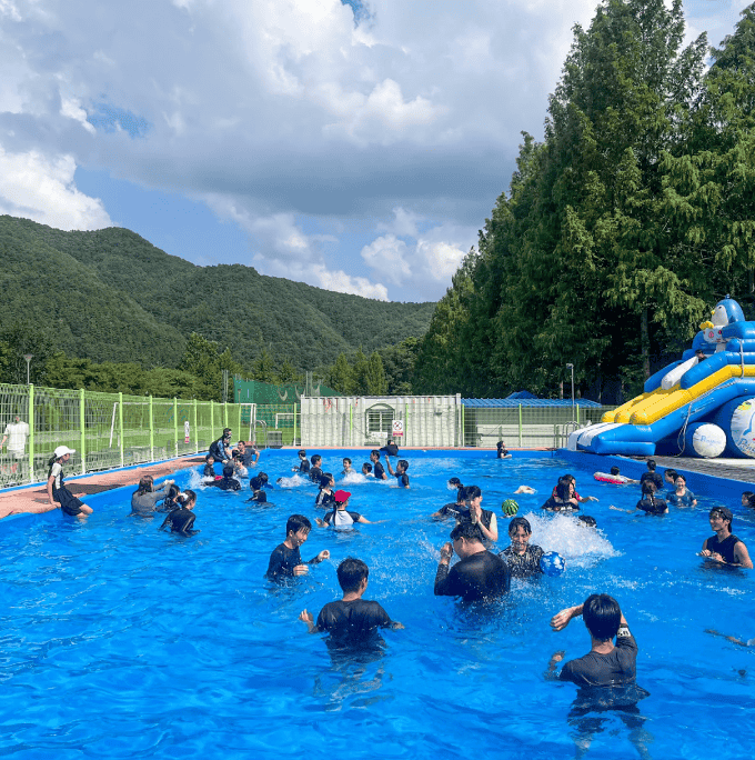 students swimming